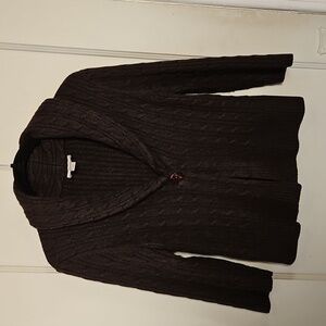 LOFT Chocolate Brown Cable Knit Cardigan Sweater- M